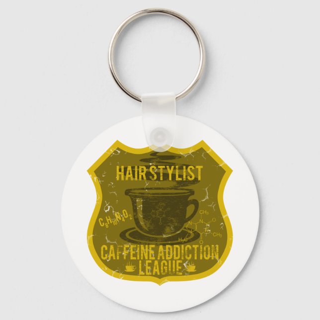 Hair Stylist Caffeine Addiction League Keychain (Front)
