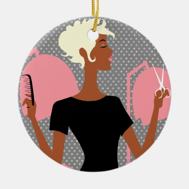 Hair Stylist Ceramic Christmas Ornaments (Front)