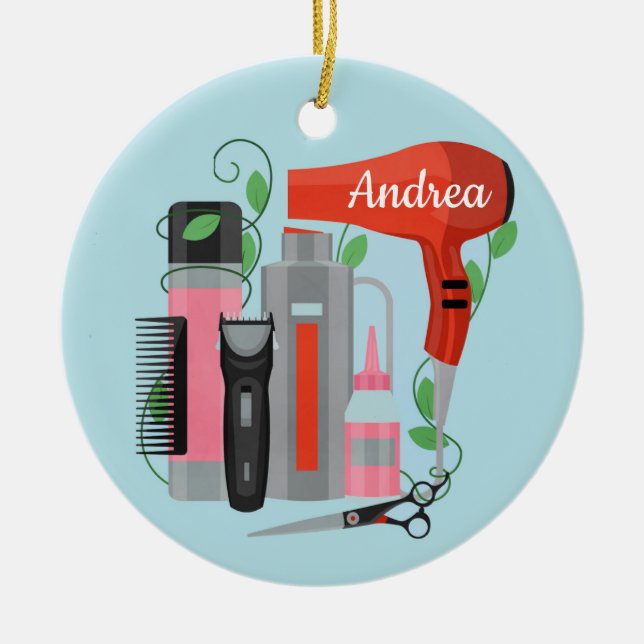 Hair Stylist Ceramic Ornament (Front)