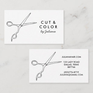 Hair Stylist Chic Scissors Line Art Minimal Custom Business Card