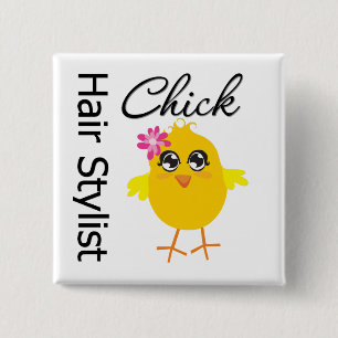 Hair Stylist Chick 2 Inch Square Button