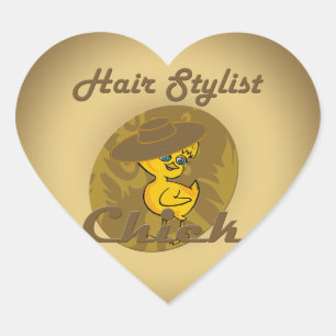 Hair Stylist Chick #6 Heart Sticker