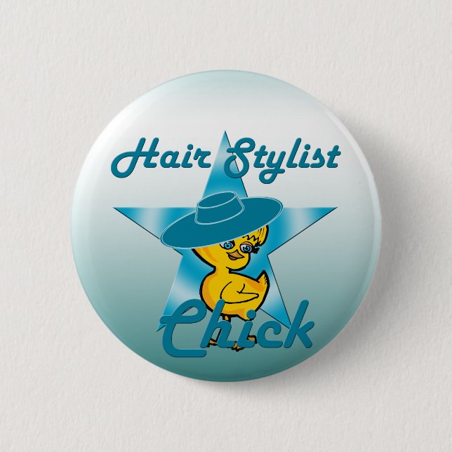Hair Stylist Chick #7 2 Inch Round Button (Front)