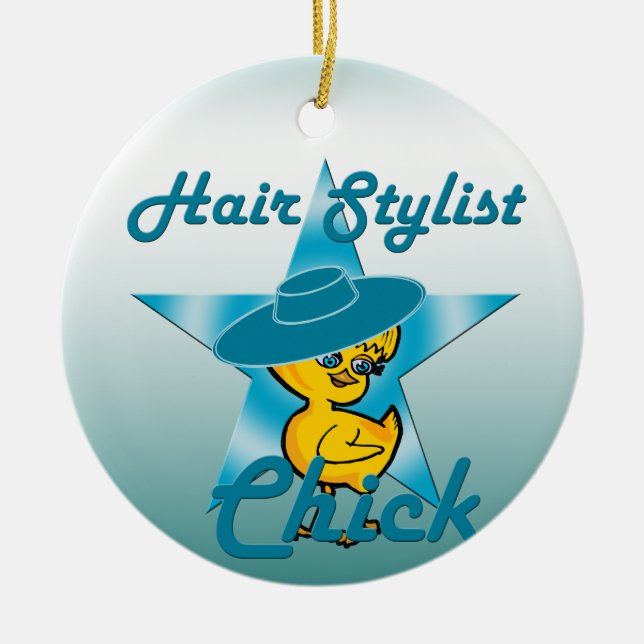 Hair Stylist Chick #7 Ceramic Ornament (Front)