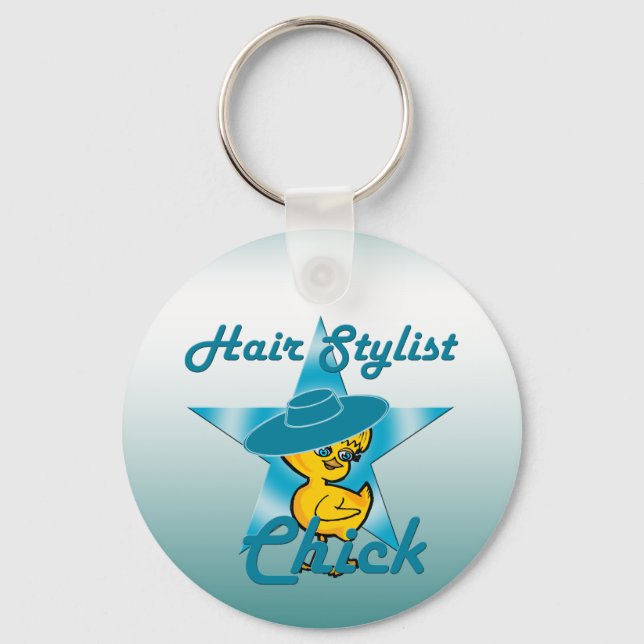 Hair Stylist Chick #7 Keychain (Front)