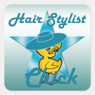 Hair Stylist Chick #7 Square Sticker