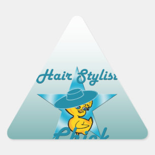 Hair Stylist Chick #7 Triangle Sticker