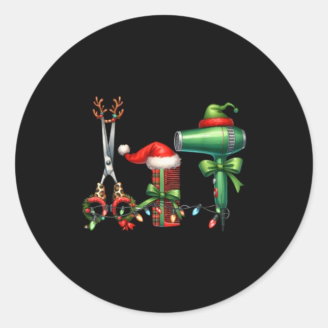 Hair Stylist Christmas Hairdresser Licensed Hairas Classic Round Sticker (Front)