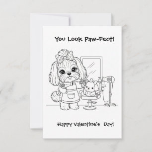 hair stylist  Coloring Maze Classroom Valentine  Thank You Card