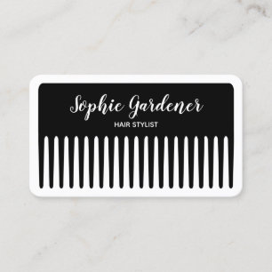 Hair Stylist - Comb - Black and White Business Card