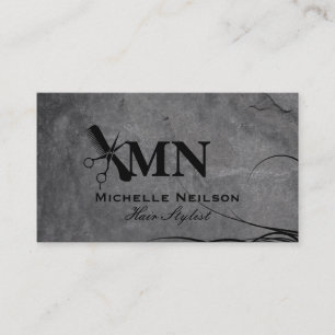 Hair Stylist Comb Scissors Monogram Business Card