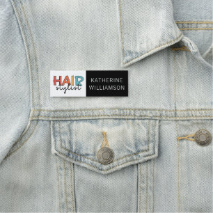 Hair Stylist Cute Hairdresser Salon Hair Stylist Name Tag