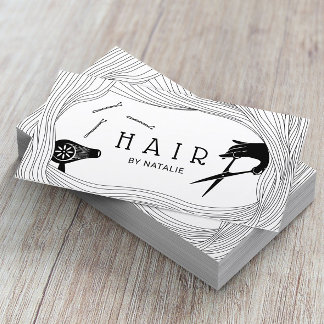 Hair Stylist Cute Hand Drawn Hair Frame Salon Business Card
