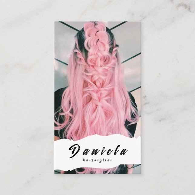 Hair Stylist Cute Scissor Minimalist Blush Pink Bu Business Card (Front)
