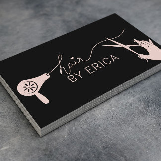 Hair Stylist Cute Typography Black & Blush Pink Business Card