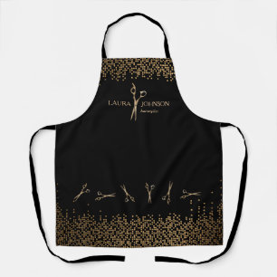 Hair Stylist Dripping Gold Glitter Scissors Busine Apron