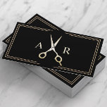 Hair Stylist Elegant Black & Gold Beauty Salon Business Card<br><div class="desc">Hair Stylist Classy Black & Gold Beauty Salon Business Cards.</div>