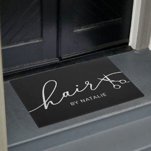 Hair Stylist Elegant Scissor Script Beauty Salon Doormat