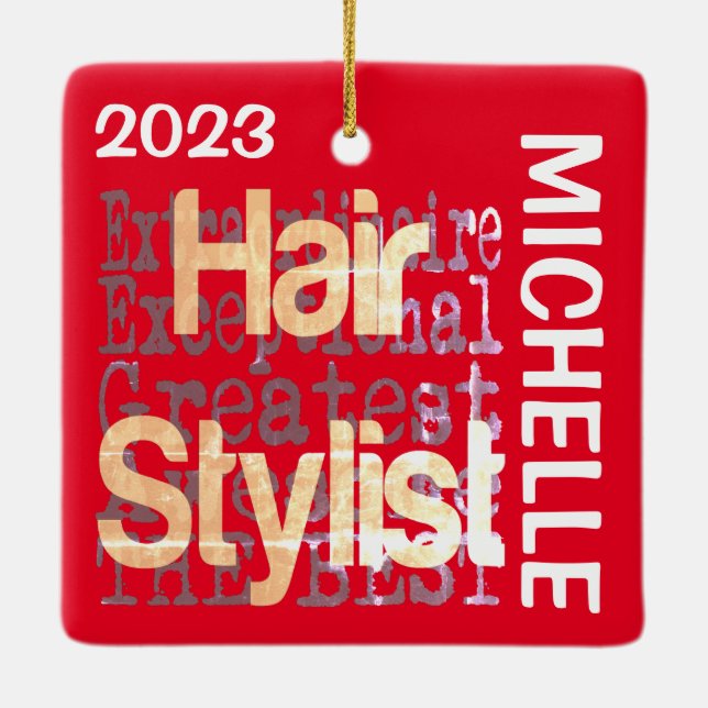 Hair Stylist Extraordinaire CUSTOM Ceramic Ornament (Back)