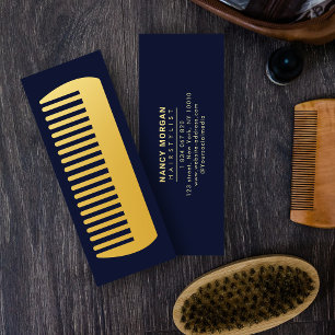 Hair stylist Faux Gold Comb Hair Salon  Mini Business Card