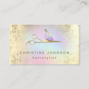 hair stylist FAUX gold foil scissors  Business Card