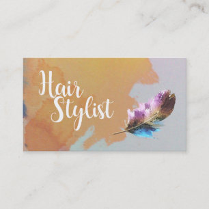 Hair Stylist - Feather Watercolors Business Card