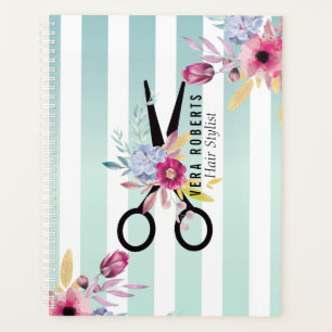 Hair Stylist floral Gold Scissor & Beauty Salon Planner