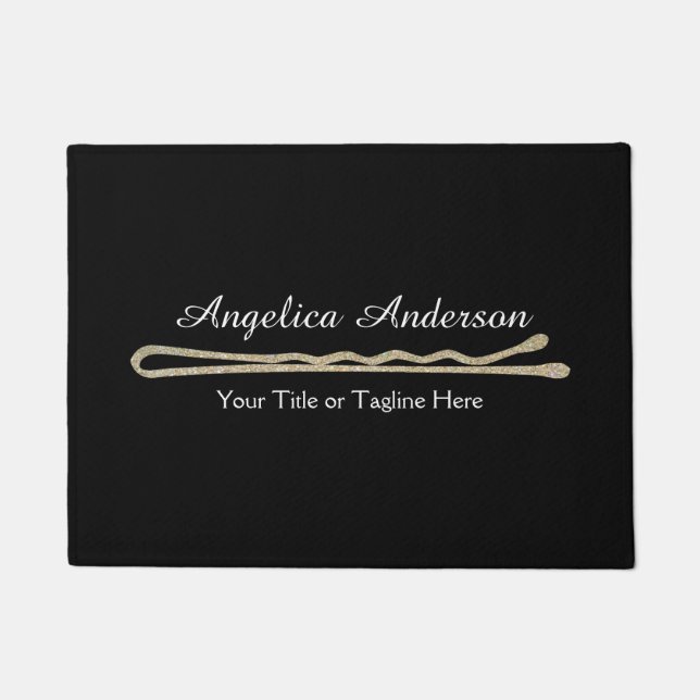 Hair Stylist Glitter Bobby Pin Doormat (Front)