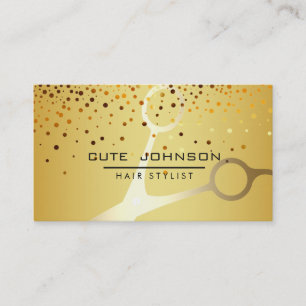 Hair Stylist Glitter Confetti Fashion Gold Faux Business Card