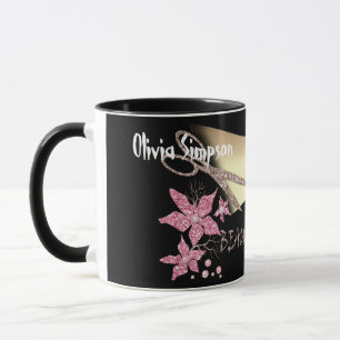 Hair Stylist Glitter Shiny Scissor Flowers Beauty Mug
