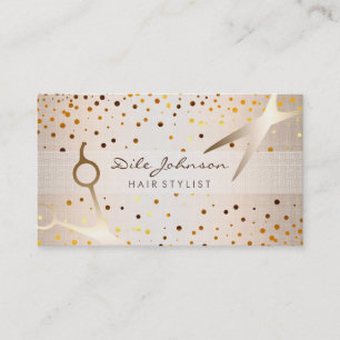 Hair Stylist Gold Glitter Confetti Saloon Business Card