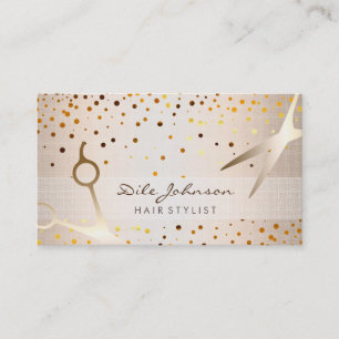 Hair Stylist Gold Glitter Confetti Saloon Business Card