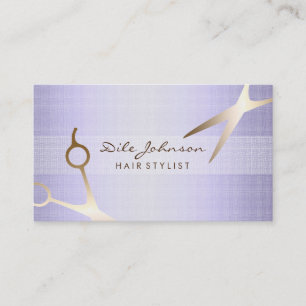 Hair Stylist Gold Glitter Saloon Linen Lavender Business Card