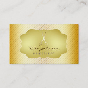 Hair Stylist Gold Glitter Saloon Square Boarder Business Card