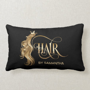 Hair stylist gold modern typography hair extension lumbar pillow