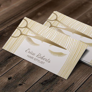 Hair Stylist Gold Scissor & Girl Beauty Salon Business Card