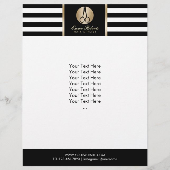 Hair Stylist Gold Scissor Logo Modern Beauty Salon Flyer (Front)