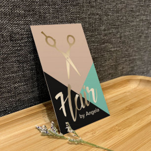 Hair Stylist   Gold Scissor Modern Hair Salon Business Card