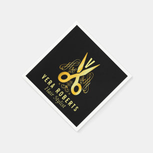 Hair Stylist Gold Scissor Professional Salon Napkin