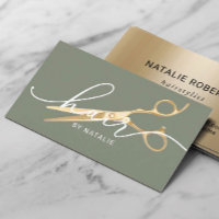 Hair Stylist Gold Scissor Sage Green Beauty Salon