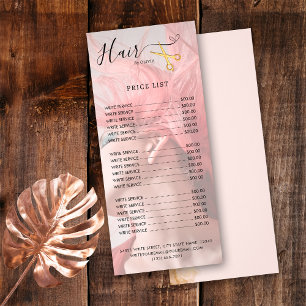 Hair Stylist Gold Scissors Blush Pink Price List Rack Card