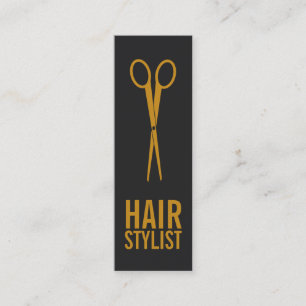 Hair Stylist - Gold Scissors with grey background Mini Business Card