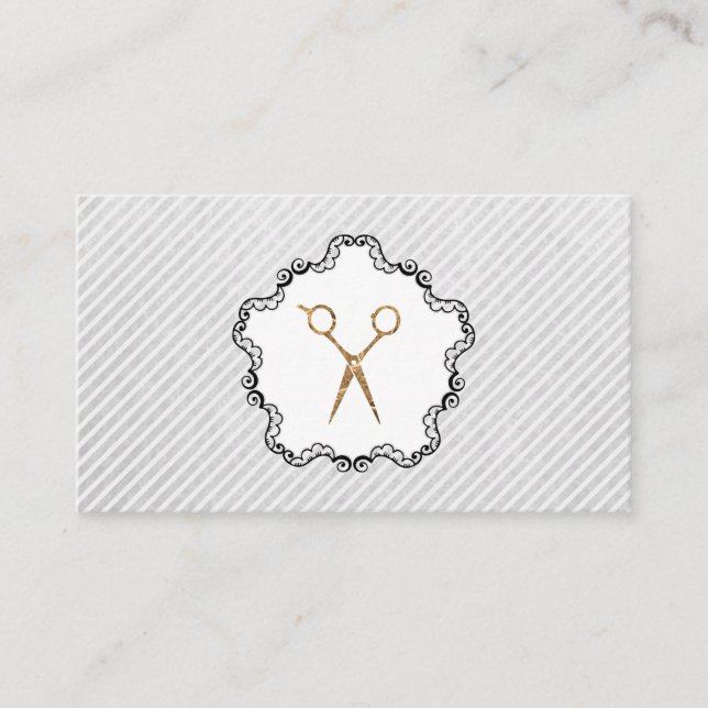Hair Stylist Golden Scissor Business Card (Front)