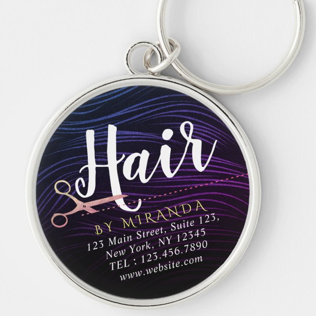 Hair Stylist Hairdresser Beauty Rose Gold Scissors Keychain (Front)