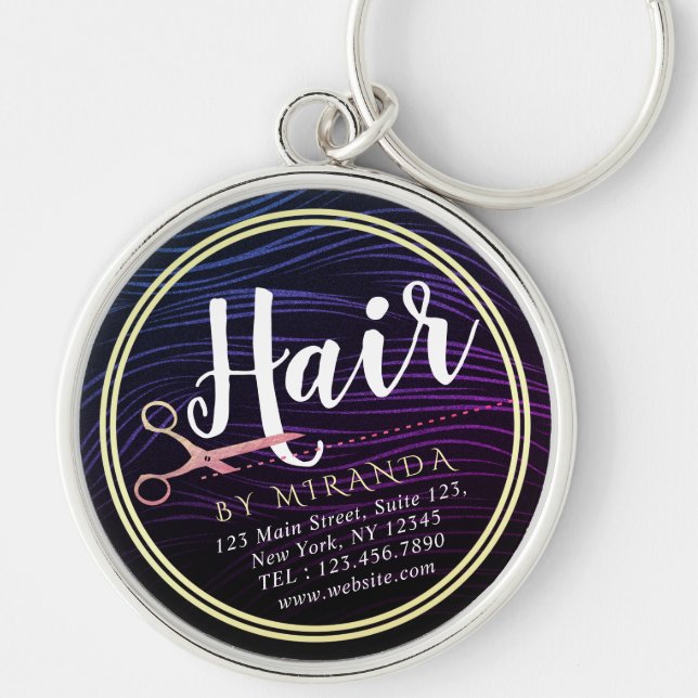 Hair Stylist Hairdresser Beauty Rose Gold Scissors Keychain (Front)
