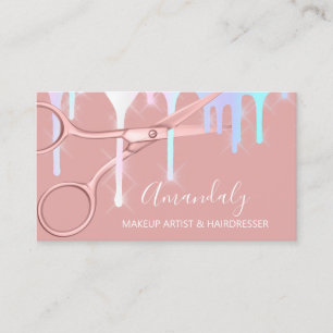Hair Stylist Hairdresser Drips Holograph Scissors Business Card