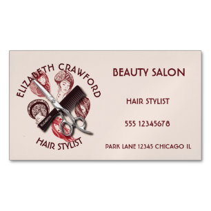 Hair Stylist Hairdresser Or Beauty Salon With Name Magnetic Business Card