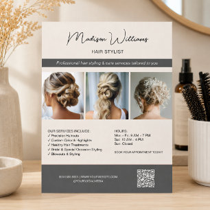 Hair Stylist Hairdresser Salon 3 Photos QR Flyer