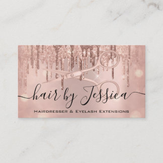 Hair Stylist Hairdresser Scissors Rose Gold VIP Business Card
