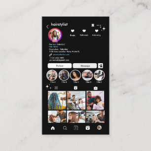 Hair Stylist Instagram Black   Scan to Connect QR  Business Card